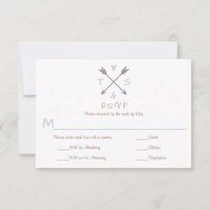 Arrows Blue Heart - RSVP und Essenswahl Karte