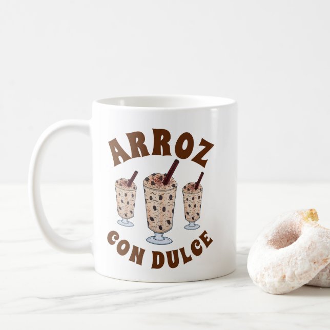 Arroz con Dulce Puerto Rico Coconut Rice Pudding Kaffeetasse (Mit Donut)