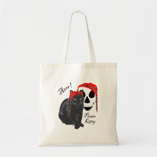 Arrr! Black Cat Pirate Kitty Tragetasche (Vorne)