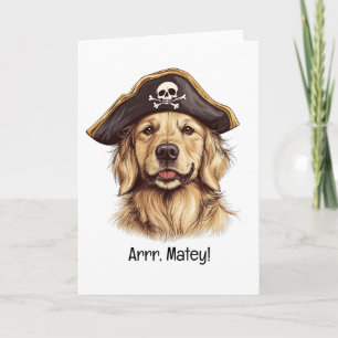 Arrr Matey Pirat Golden Retriever Hundeschädel Karte
