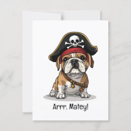 Arrr Matey Pirate English Bulldog Skull Crossbones Postkarte