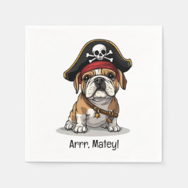 Arrr Matey Pirate English Bulldog Skull Crossbones Serviette
