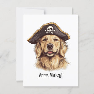 Arrr Matey Pirate Golden Retriever Dog Skull Postkarte