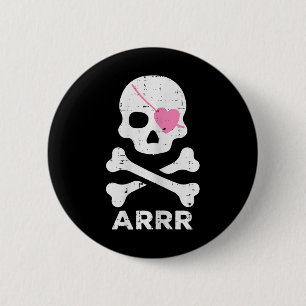 Arrr Pirate Heart Eyepatch Halloween Women Kleinki Button