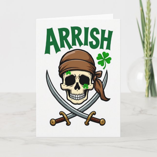 Arrrish-Piratenschädel-Spaßkarte Karte (Vorderseite)