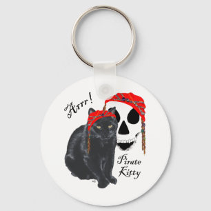 Arrrr!  Schwarze Katze Piraten Kitty Schlüsselanhänger