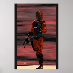 ARS CYBORG IN DESERT SUNSET Science Fiction Scifi Poster