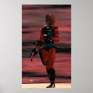 ARS CYBORG IN DESERT SUNSET Science Fiction Scifi Poster