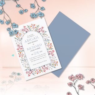 Arsch mit Blätter und Beeren staubblaue Hochzeit Einladung