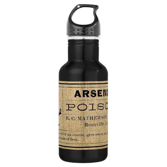 Arsen-Label auf Burlap Edelstahlflasche (Vorderseite)