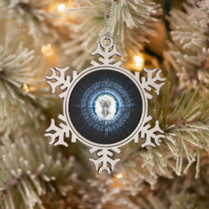 Arsencia Ethereal Silver Light Fraktal Art Schneeflocken Zinn-Ornament