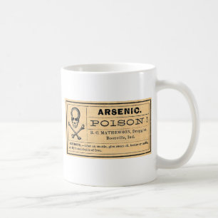 Arsenvergiftungs-Etikett für Vintage Schädelknoche Kaffeetasse
