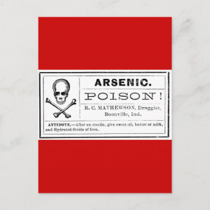 Arsenvergiftungs-Etikett für Vintage Schädelknoche Postkarte