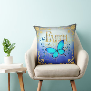 Arsty Blue Butterfly 20"x20" Kissenreifer - Glaube Kissen