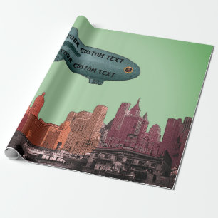 ART 1930ER LUFTSCHIFF NEW YORK CITY SKYLINE IHR T GESCHENKPAPIER