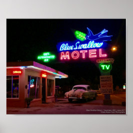 Art 66 Neon | Blue Swallow Motel | Tucumcari, NM Poster