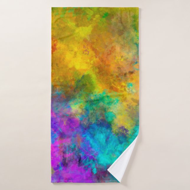 art abstract vibrant rainbow painted background wi badehandtuch (Badehandtuch)