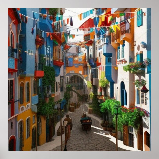 Art Abstrakte Kleinstadt Poster (Vorne)