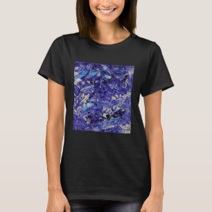 Art Abstrakte Malerei Blau und Weiß T-Shirt