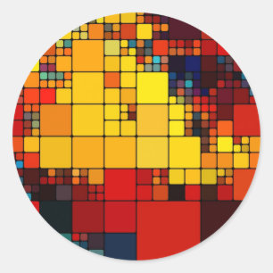 Art abstraktes, dynamisches geometrisches Regenbog Runder Aufkleber