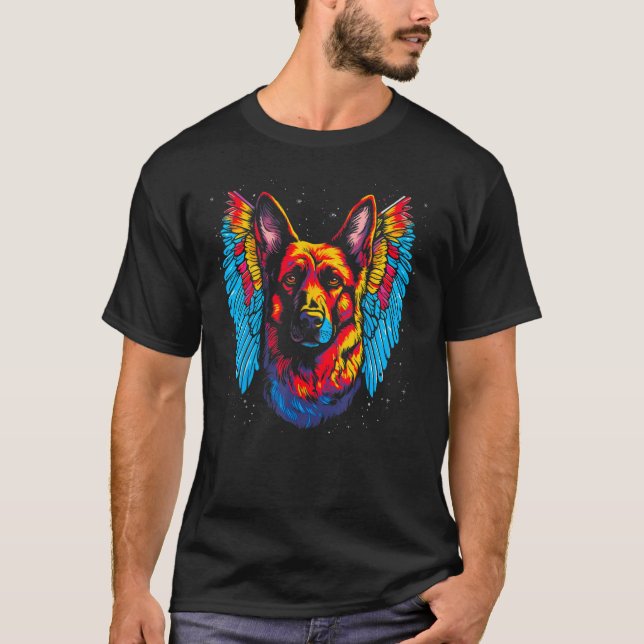 Art Angel Wings German Shepherd Dog T-Shirt (Vorderseite)