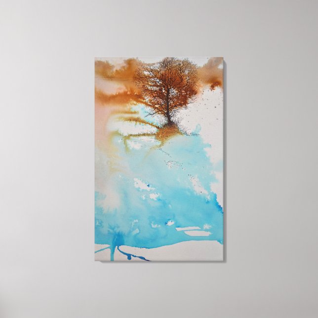 Art Aquarell Tree Handgemalte Tinte Leinwanddruck (Vorderseite)