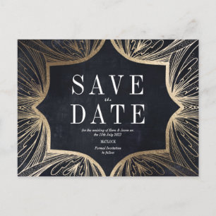 Art Art Nouveau Holzkohle und Gold Save the Date Postkarte