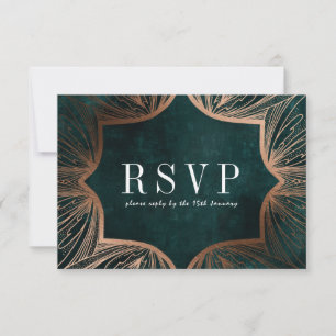 Art Art Nouveau Imitats gold Wedding RSVP card,