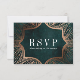 Art Art Nouveau Imitats gold Wedding RSVP card, Karte