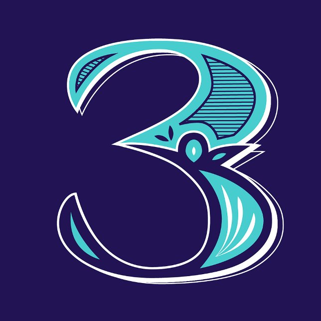 Art Art: Nummer drei Quadratischer Aufkleber (Von Creator hochgeladen)