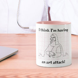 Art Attack Funny Mona Lisa EKG Cardiology Pub Tasse