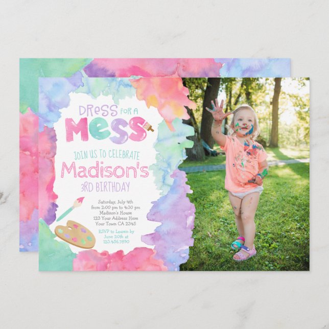 Art Birthday Einladung (Vorne/Hinten)