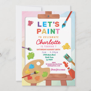 Art Birthday Malerei Party Malerei Kunsthandwerk Einladung
