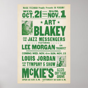 Art Blakey - Lee Morgan - Louis Jordan Jazzplakat Poster