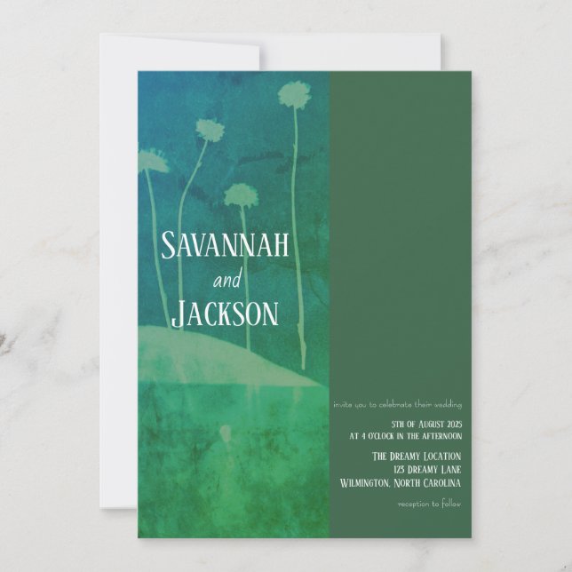 Art Blue Green Blume Einzigartige Einladung zur Ho (Vorderseite)