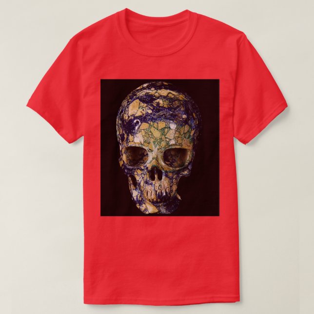 Art Blue Green Skull Stone T-Shirt (Design vorne)