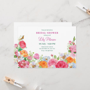 Art Blume Rose Brautparty Einladung
