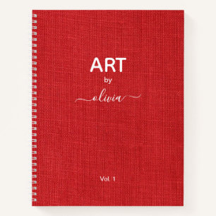 Art by Individuelle Name Rote Leinen Foto Notizbuch