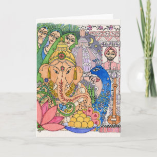 Art Card - Ganesh and the Peacock Ladies Karte
