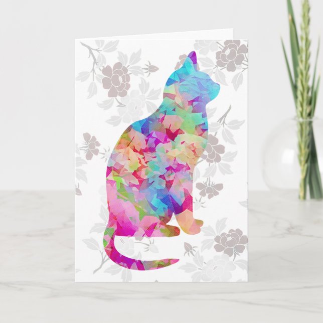 Art Cat Note Card im Wasserfarbenstil Karte (Vorderseite)
