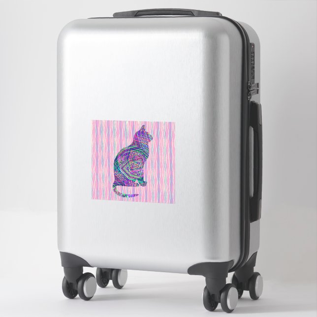 Art Cat Silhouette Vintag Style Sticker (Koffer)