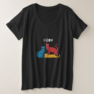 Art Cats T - Shirt - Drei farbenfrohe Katzen mit M