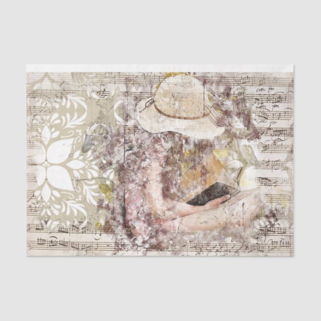 Art Collage Girl Music 26 Decoupage Seidenpapier (Vorderseite)