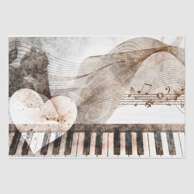 Art Collage Music Piano 30 Decoupage Seidenpapier (Vorderseite)