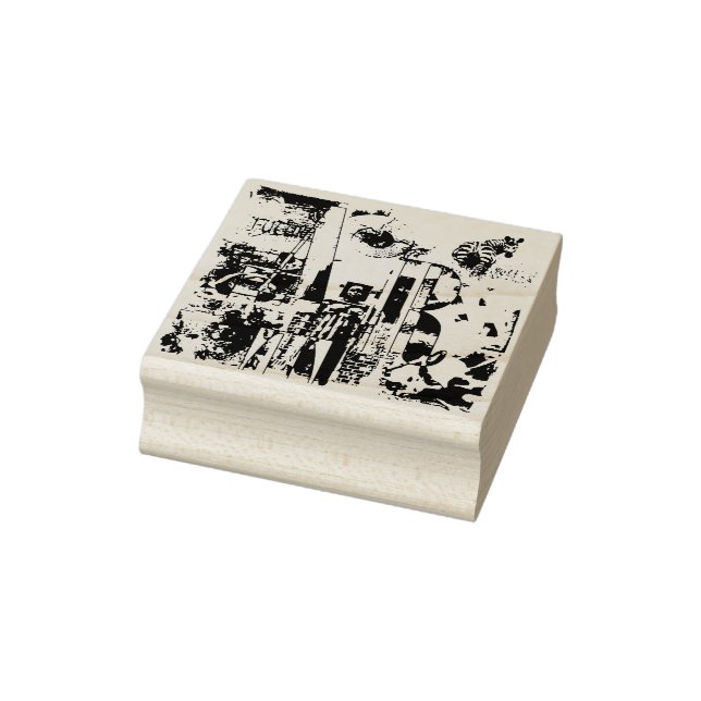 ART COLLAGE Schwarz & Weiß + Ihre Ideen Gummistempel (Stempel)