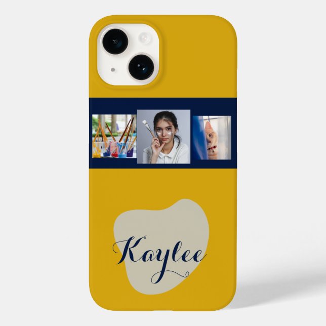 Art Collage Script Monogram iPhone Case (Rückseite)