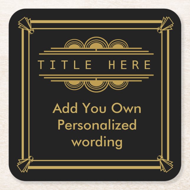 Art Deco 1920 personalisierter Untersetzer (Vorderseite)