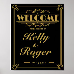 ART Deco 1920er Gatsby Stil Hochzeit Willkommensdr Poster
