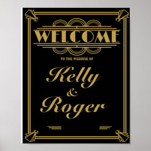 ART Deco 1920er Gatsby Stil Hochzeit Willkommensdr Poster