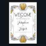Art Deco 1920er Jahre Begrüßungszeichen in Weiß un Poster<br><div class="desc">Art Deco 1920er Jahre Roaring 20er Geburtstag Wedding Baby Shower Brautparty Jubiläum Corporate Holiday White and Gold Wecome Zeichen</div>